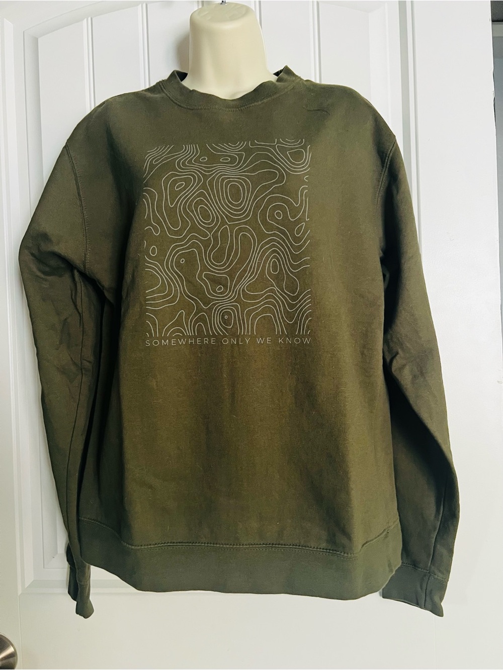 Olive Green Minimalist Graphic Crewneck Sweatshirt
